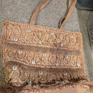 Artisan Woven Tote with Shell Accents